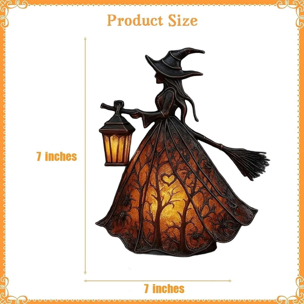 Witch Silhouette Table Lamp with Stained Gown and Battery Operation All Vera Mart