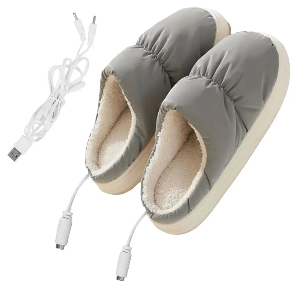 Heated Slippers with Plush Lining and USB Power, One Size Fits Most All Vera Mart