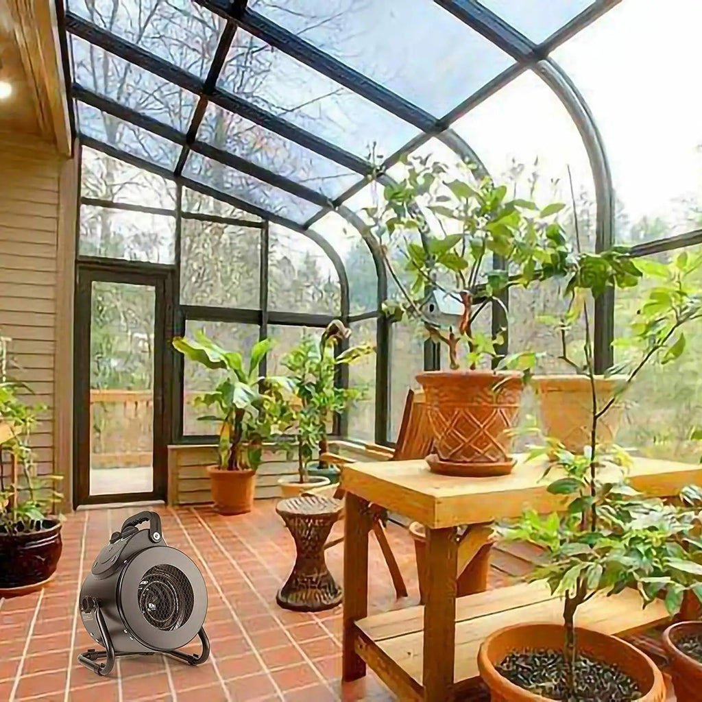 Electric Space Heater 1500W with Stainless Steel Coil and Two-Way Fan, Splash-Protected All Vera Mart