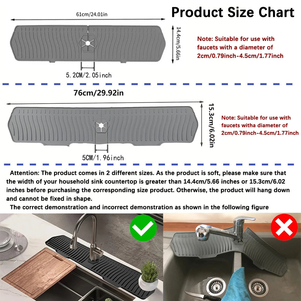 Faucet Splash Guard with Drainage Channels and Non-Slip Base All Vera Mart