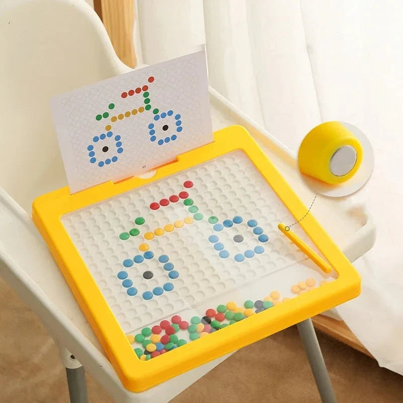 Magnetic Drawing Pad with Sealed Beads and Magnetic Pen for Kids, 20 Pattern Cards All Vera Mart