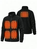 Mens Heated Fleece Jacket with Five Carbon Fiber Zones and Three Heat Levels for Outdoors