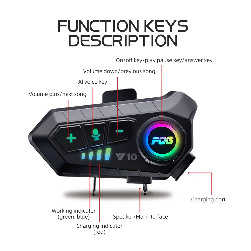 Motorcycle Helmet Headset with Dual Device Pairing and Voice Command All Vera Mart