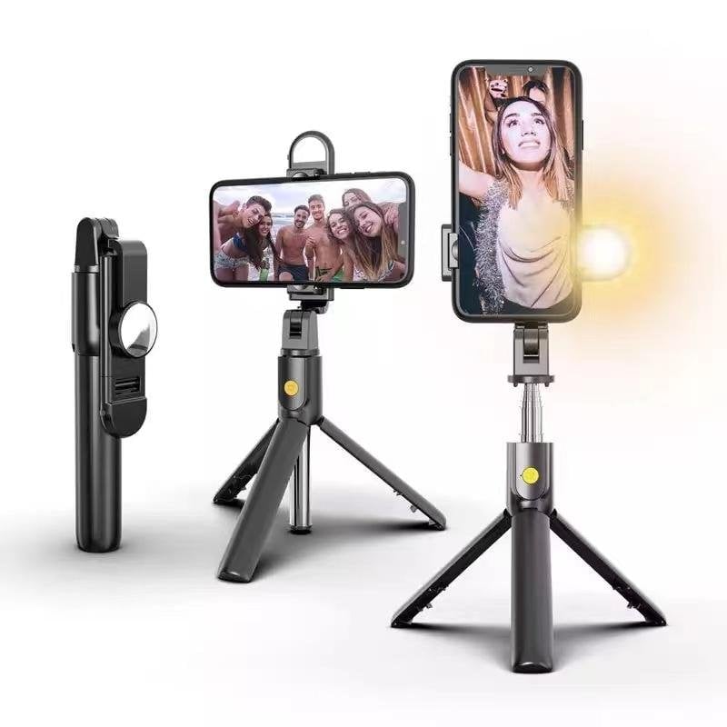 Extendable Selfie Stick with Wireless Remote and Fill Light, Tripod Base All Vera Mart