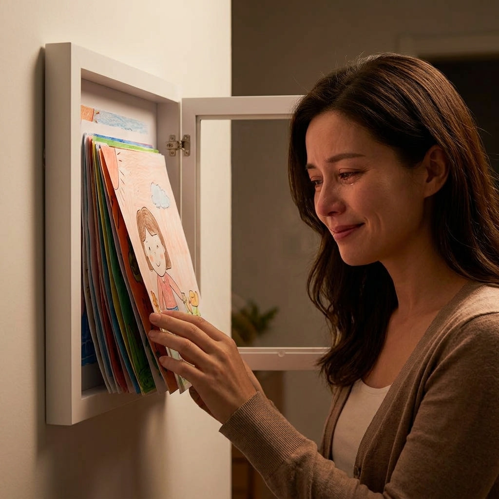 Artwork Display Frame with Magnetic Latch and 150-Sheet Storage Capacity All Vera Mart