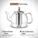 Loose Leaf Tea Brewing Pot 1000ml with Stainless Steel Mesh Infuser and Non-Drip Spout All Vera Mart