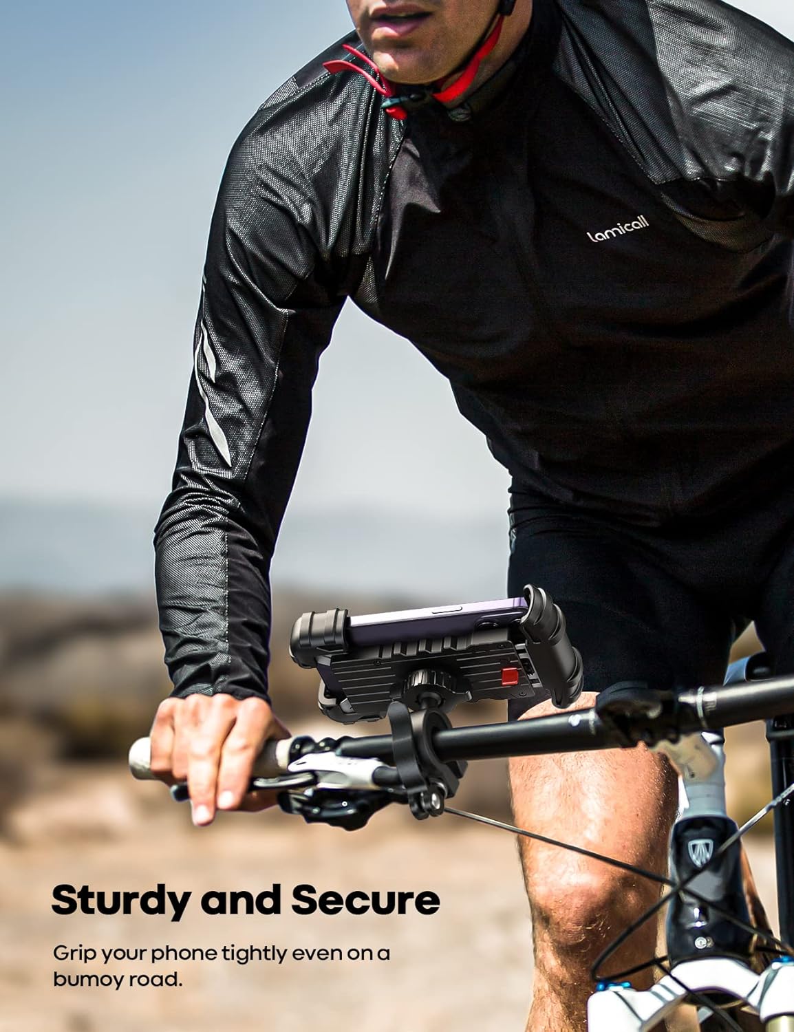 Handlebar Phone Mount with 360-Degree Ball Joint and Four-Corner Grip All Vera Mart