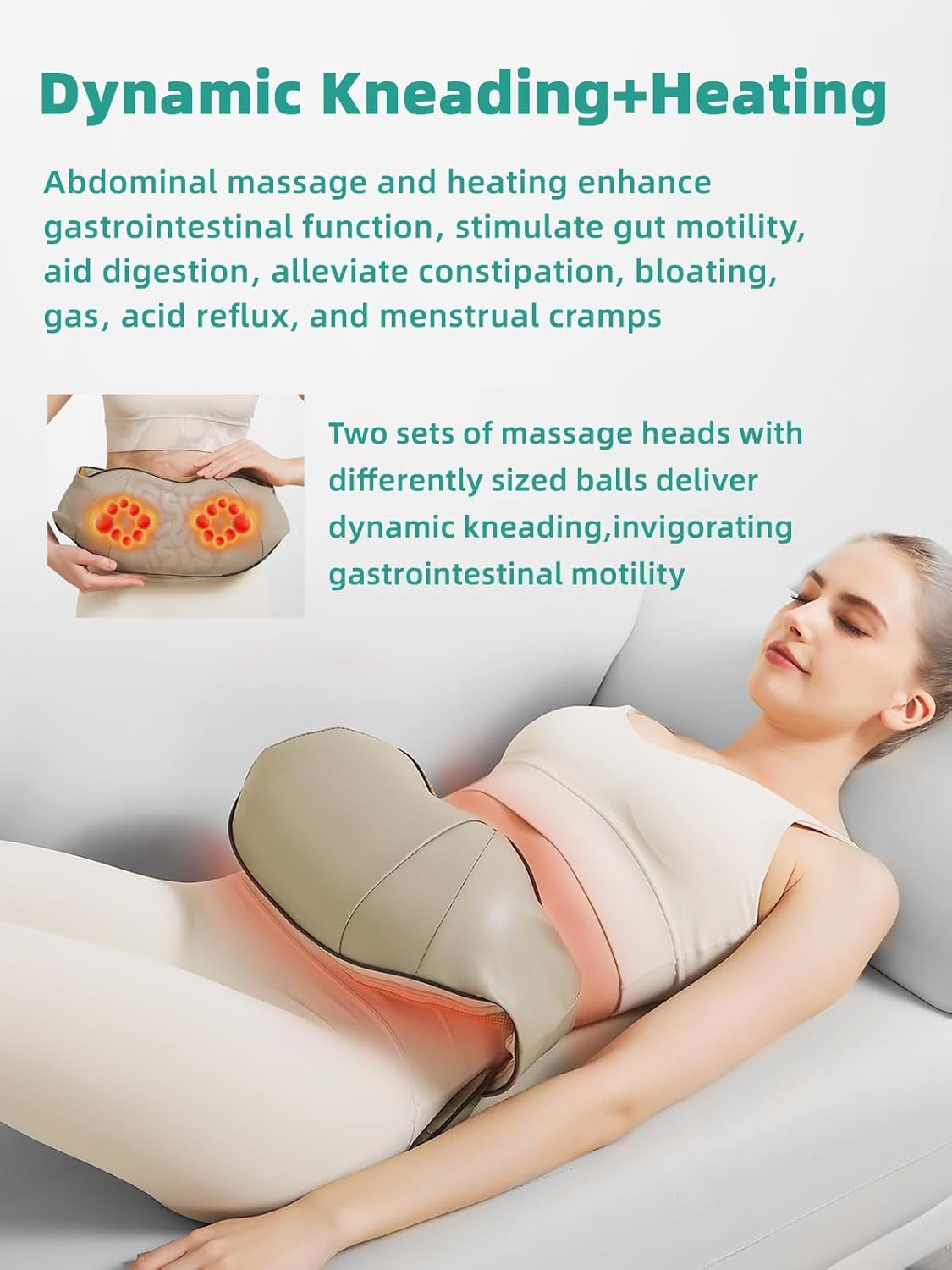 Abdominal Massager with Dual Rotating Heads and Heat Function, Rechargeable All Vera Mart
