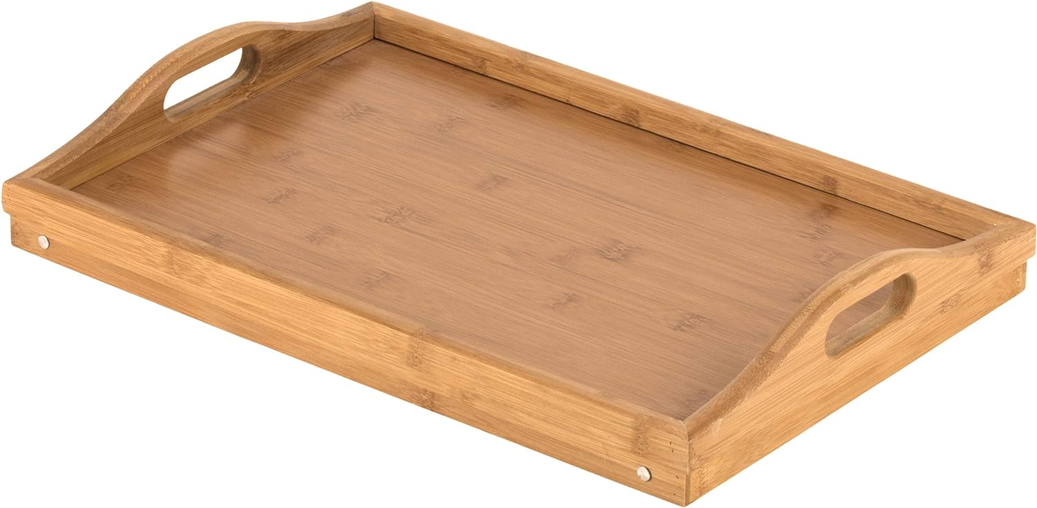 Bamboo Bed Tray with Folding Legs and Raised Edges All Vera Mart