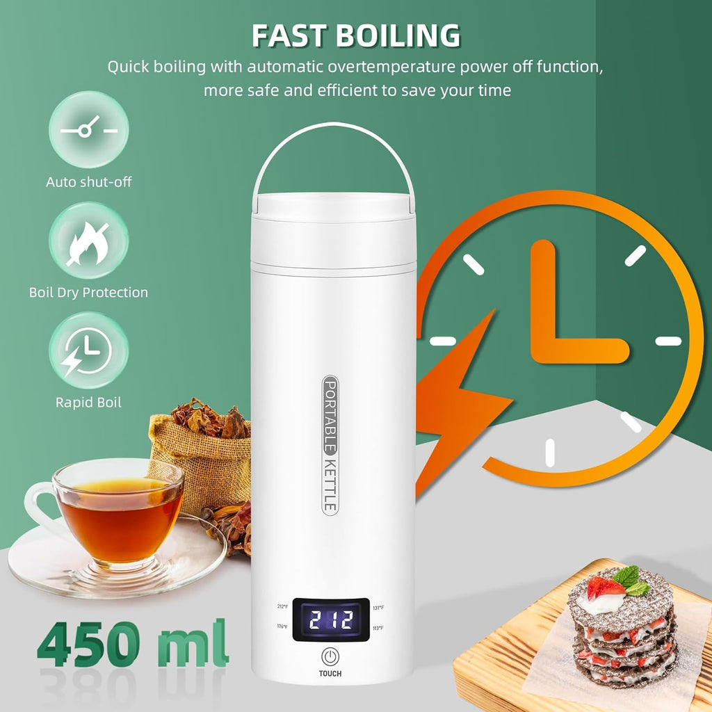 Travel Electric Kettle with Four Temperature Settings and Folding Handle All Vera Mart