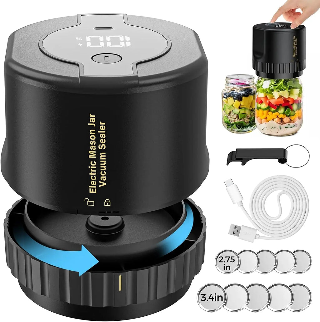 Jar Vacuum Sealer with Cordless Rechargeable Battery and One-Touch Seal All Vera Mart