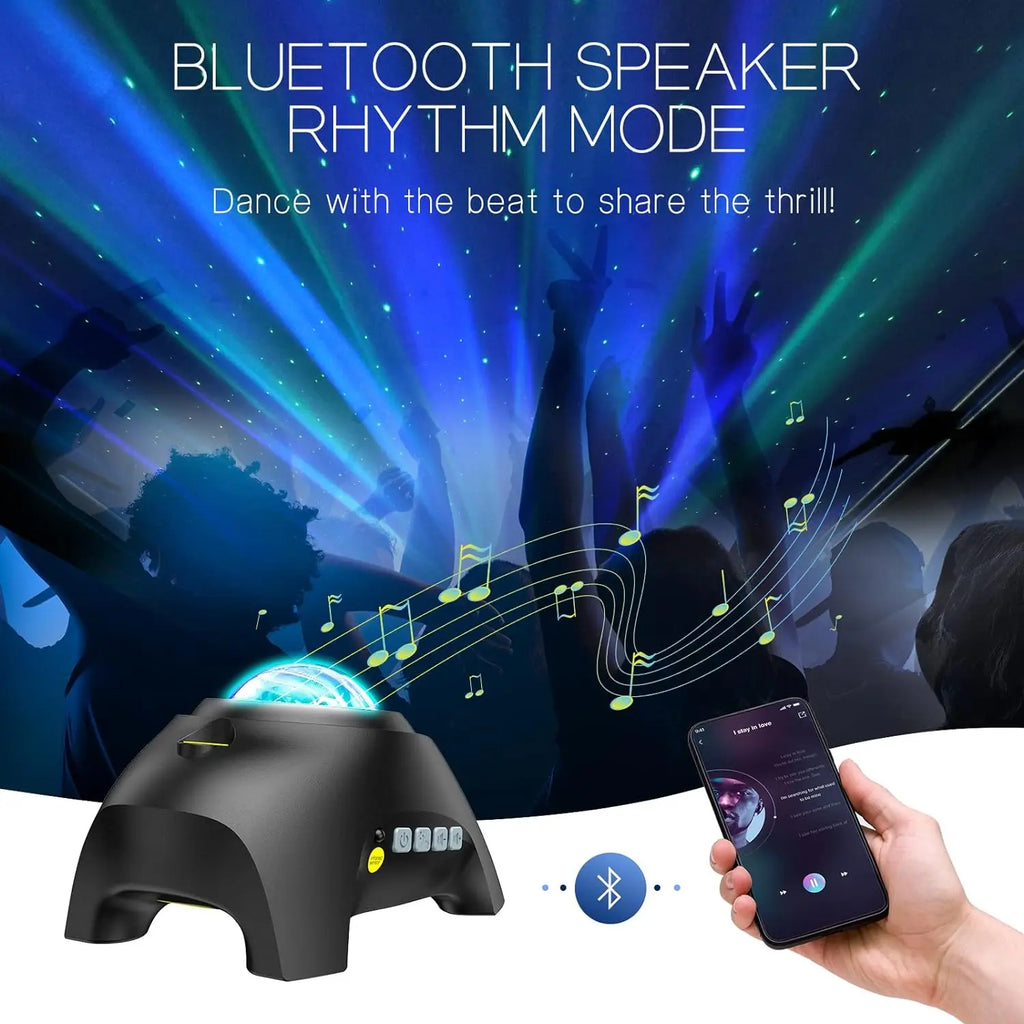 Northern Lights Projector with Built-In Speaker and Remote, Dimmable LED Effects All Vera Mart