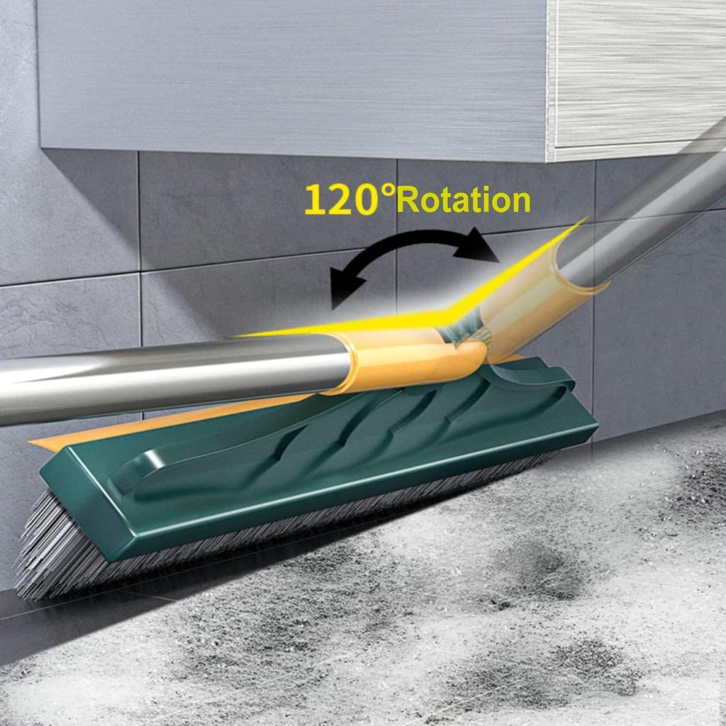 Long Handle Floor Scrub Brush with Rotating Head and Squeegee Blade All Vera Mart