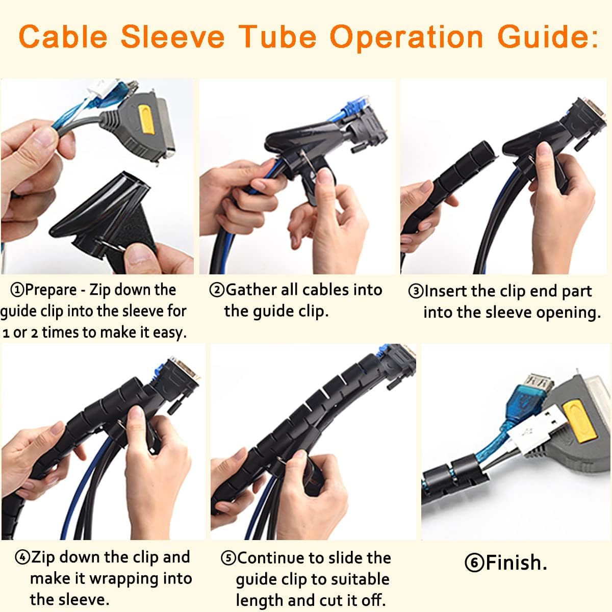 Cable Sleeve Organizer with Spring Loaded Tool and Expandable Design, 2 Meter Length All Vera Mart