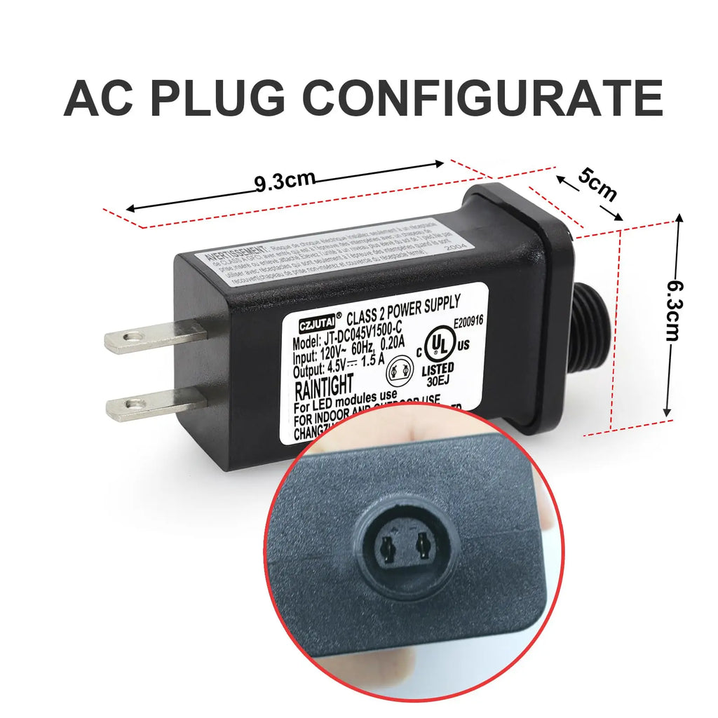 4.5V DC Power Adapter with 1.5A Output and Low-Profile Black Housing, Indoor Use All Vera Mart