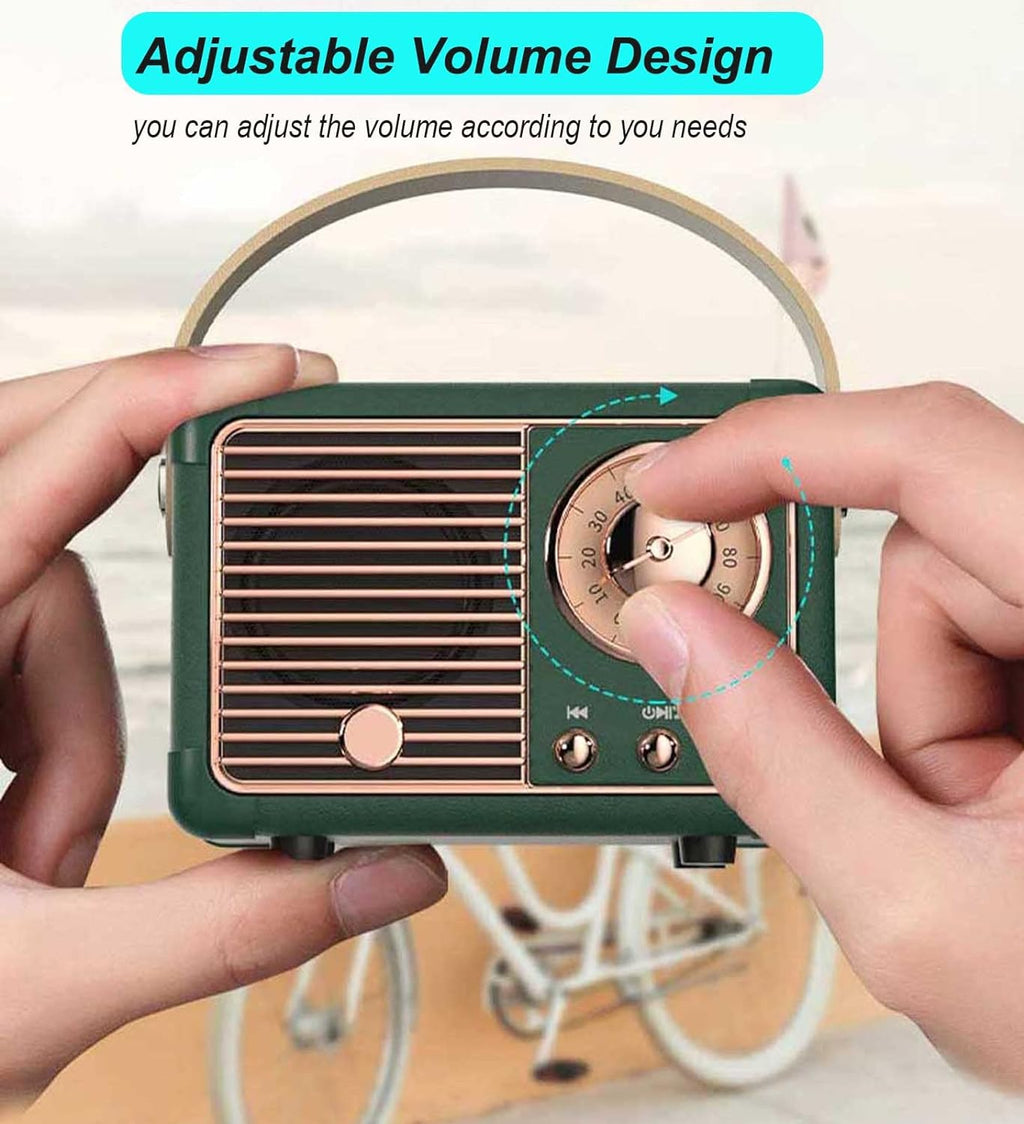 Wireless Speaker with Rotary Dial Control and 6-Hour Battery, Retro Design All Vera Mart