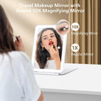 Portable Makeup Mirror with 10X Magnification and LED Lighting, Rechargeable All Vera Mart