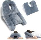 Post Surgery Face Down Pillow with Memory Foam and Adjustable Airflow, Dark Grey All Vera Mart