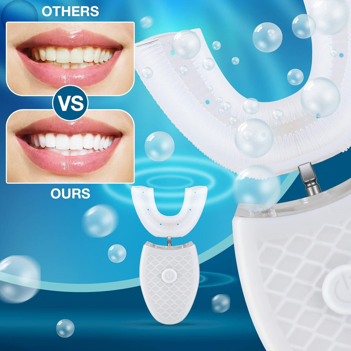 Ultrasonic U-Shaped Toothbrush with 360-Degree Coverage and LED Light, Four Cleaning Modes All Vera Mart