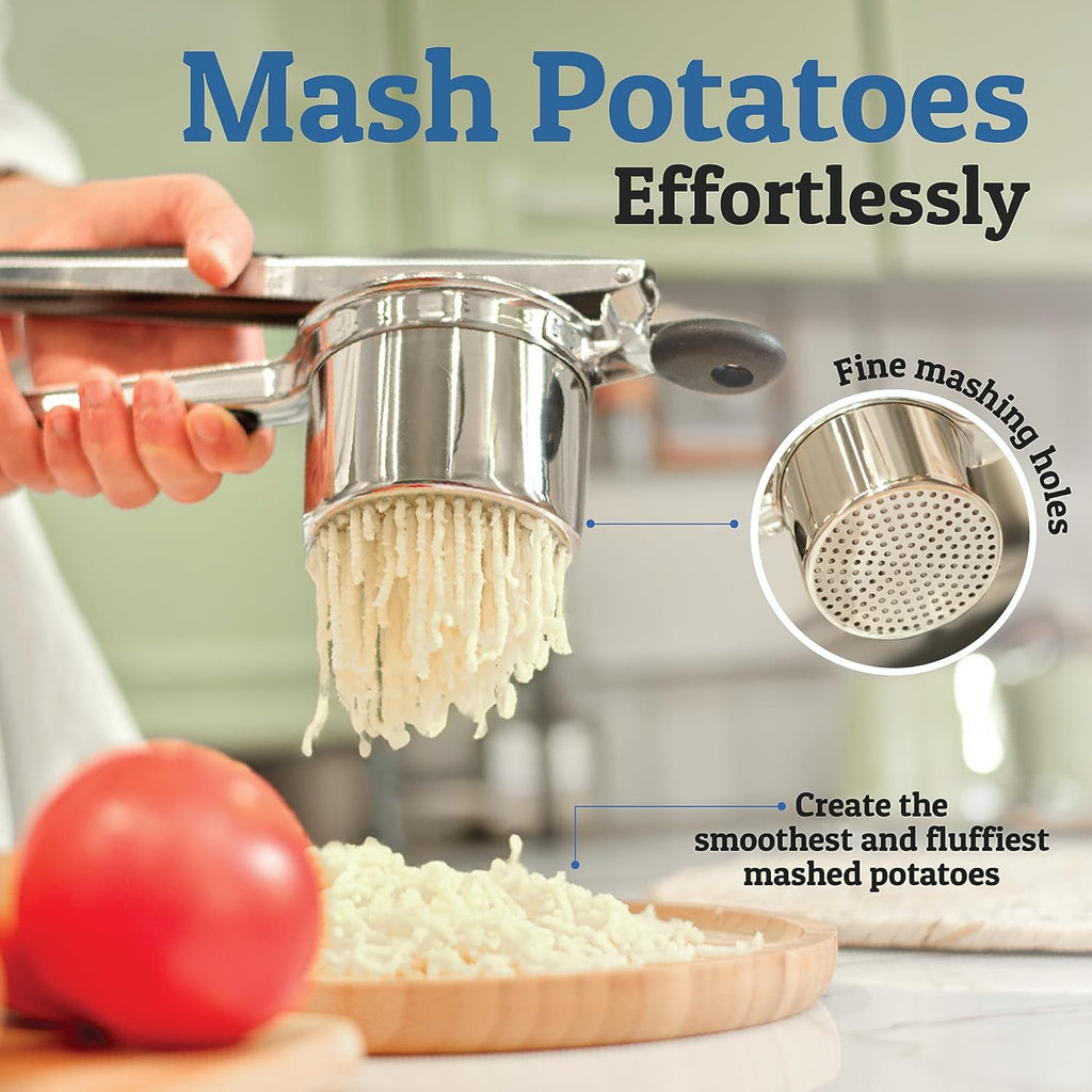 Stainless Steel Potato Ricer with Silicone Grip Handles and 3mm Holes All Vera Mart