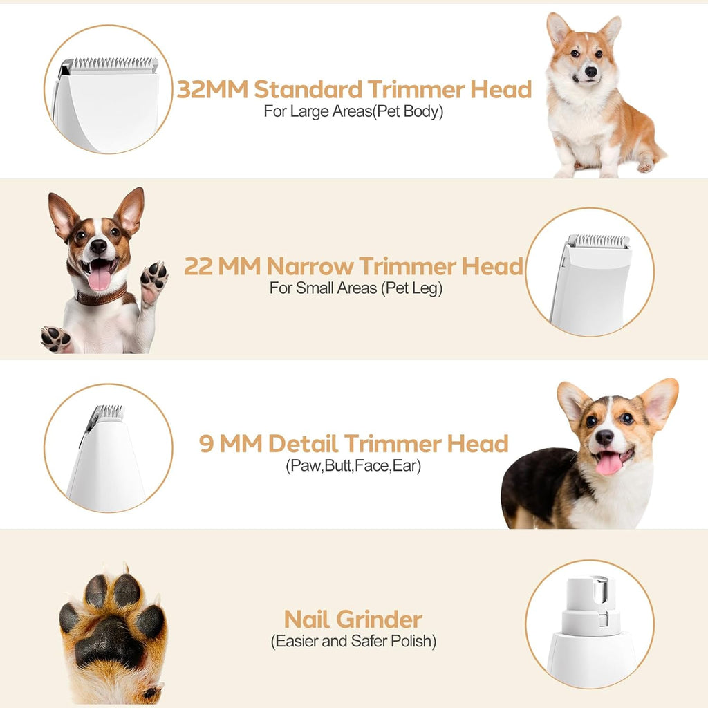 Cordless Dog Clipper with Titanium Ceramic Blades and Four Interchangeable Heads All Vera Mart