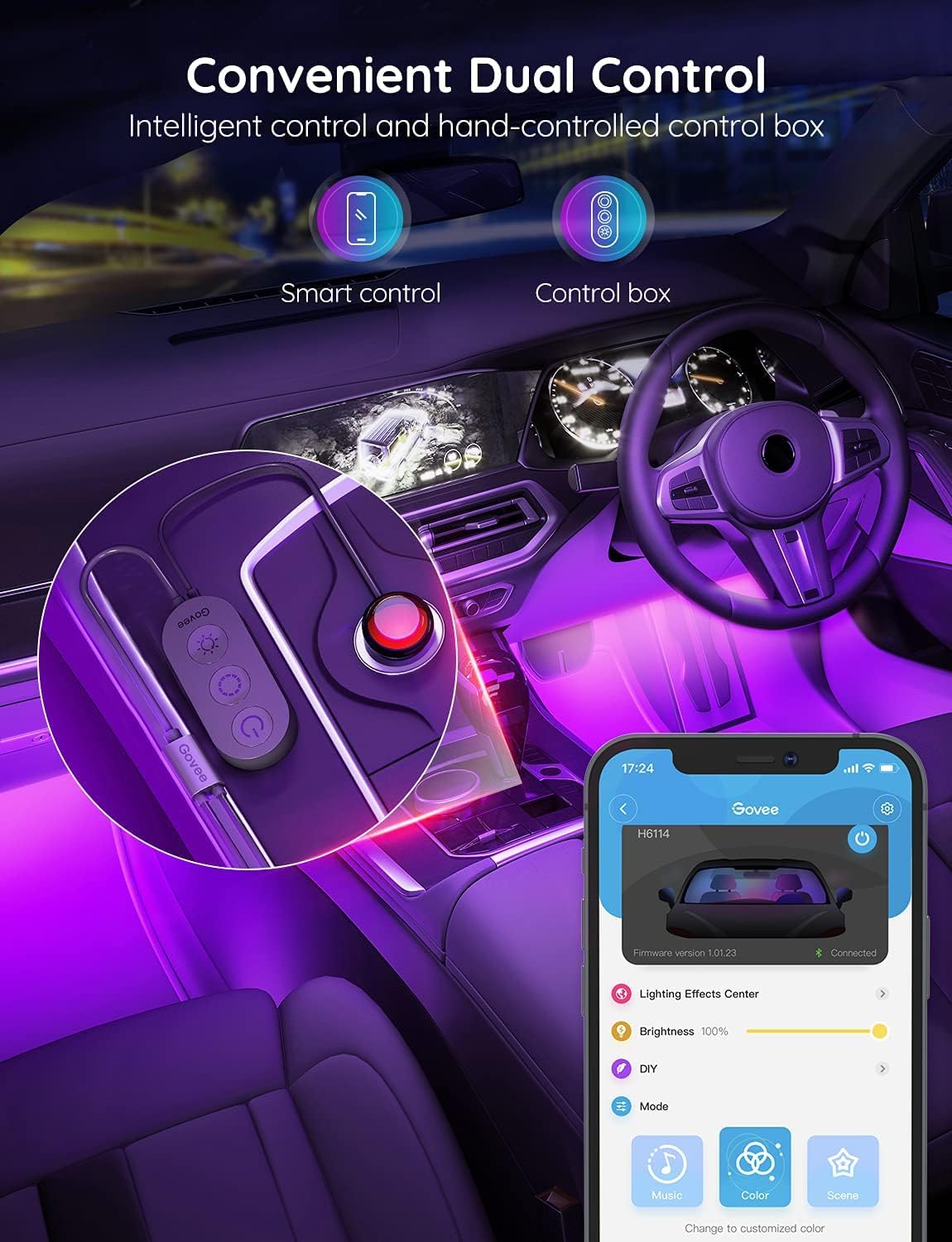 LED Car Interior Light Strips with App Control and Music Sync All Vera Mart