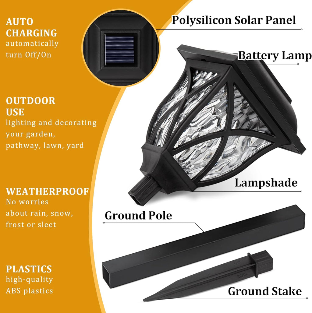 Solar Pathway Lights with Automatic Dusk Activation and Water Ripple Pattern, 6-Pack All Vera Mart