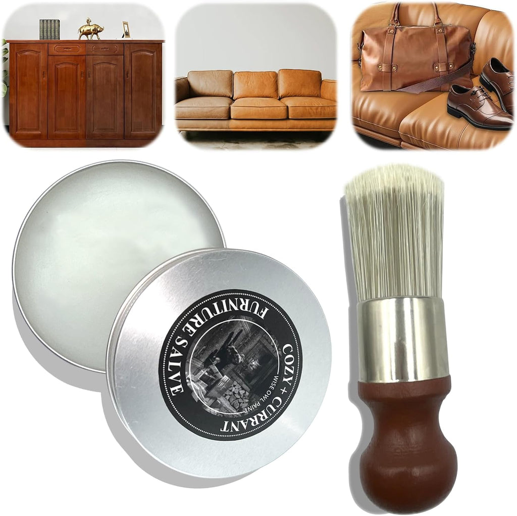 Leather and Wood Conditioning Salve with Brush and Lint-Free Cloth All Vera Mart