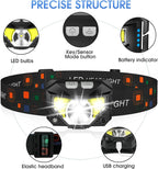 LED Headlamp 2-Pack with 1200 Lumens and Motion Sensor, Rechargeable, Water Resistant All Vera Mart