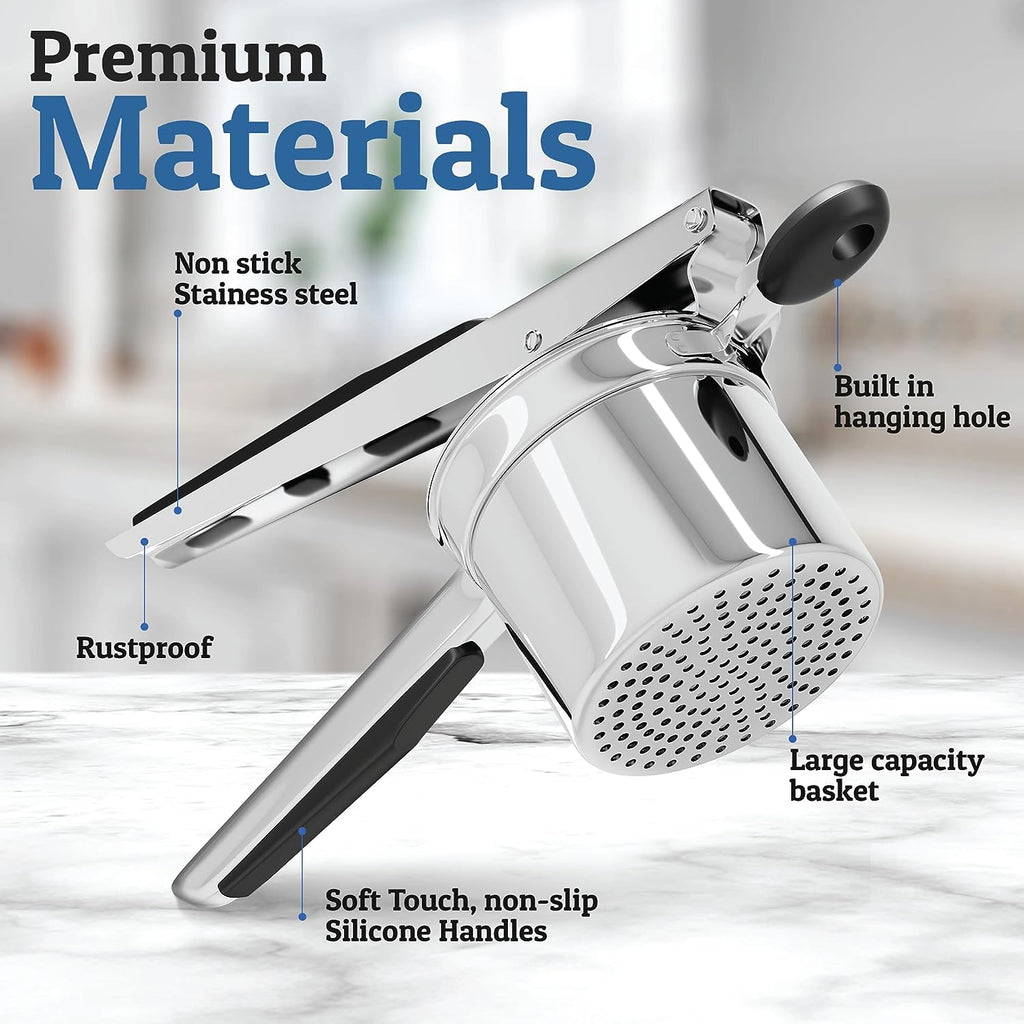 Stainless Steel Potato Ricer with Silicone Grip Handles and 3mm Holes All Vera Mart