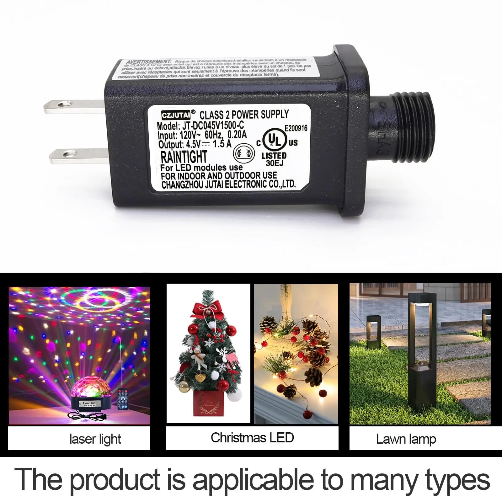 4.5V DC Power Adapter with 1.5A Output and Low-Profile Black Housing, Indoor Use All Vera Mart