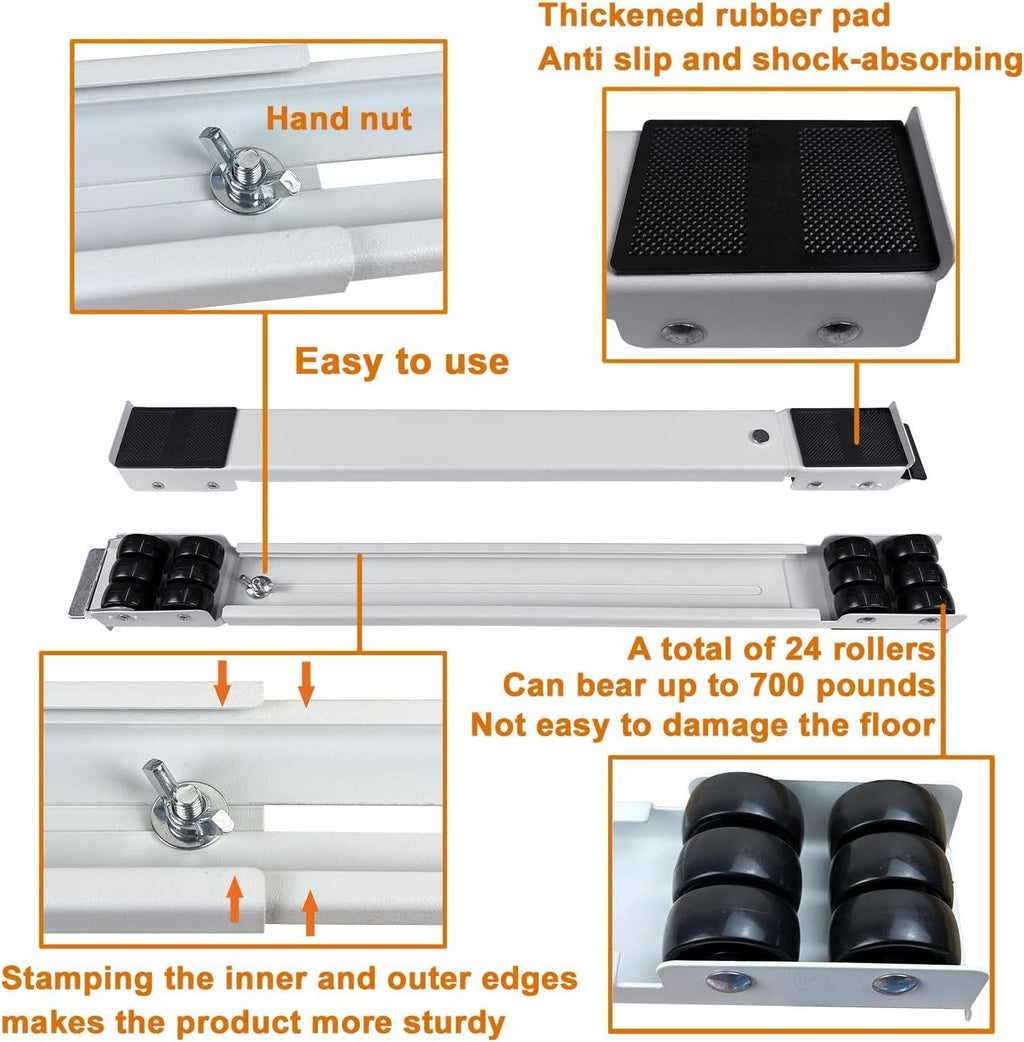 Adjustable Appliance Moving Dolly with 24 Wheels and Dual Brakes, 661lb Capacity All Vera Mart