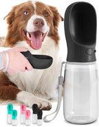 Dog Water Bottle with Attached Bowl and One Hand Button Control, 19oz All Vera Mart