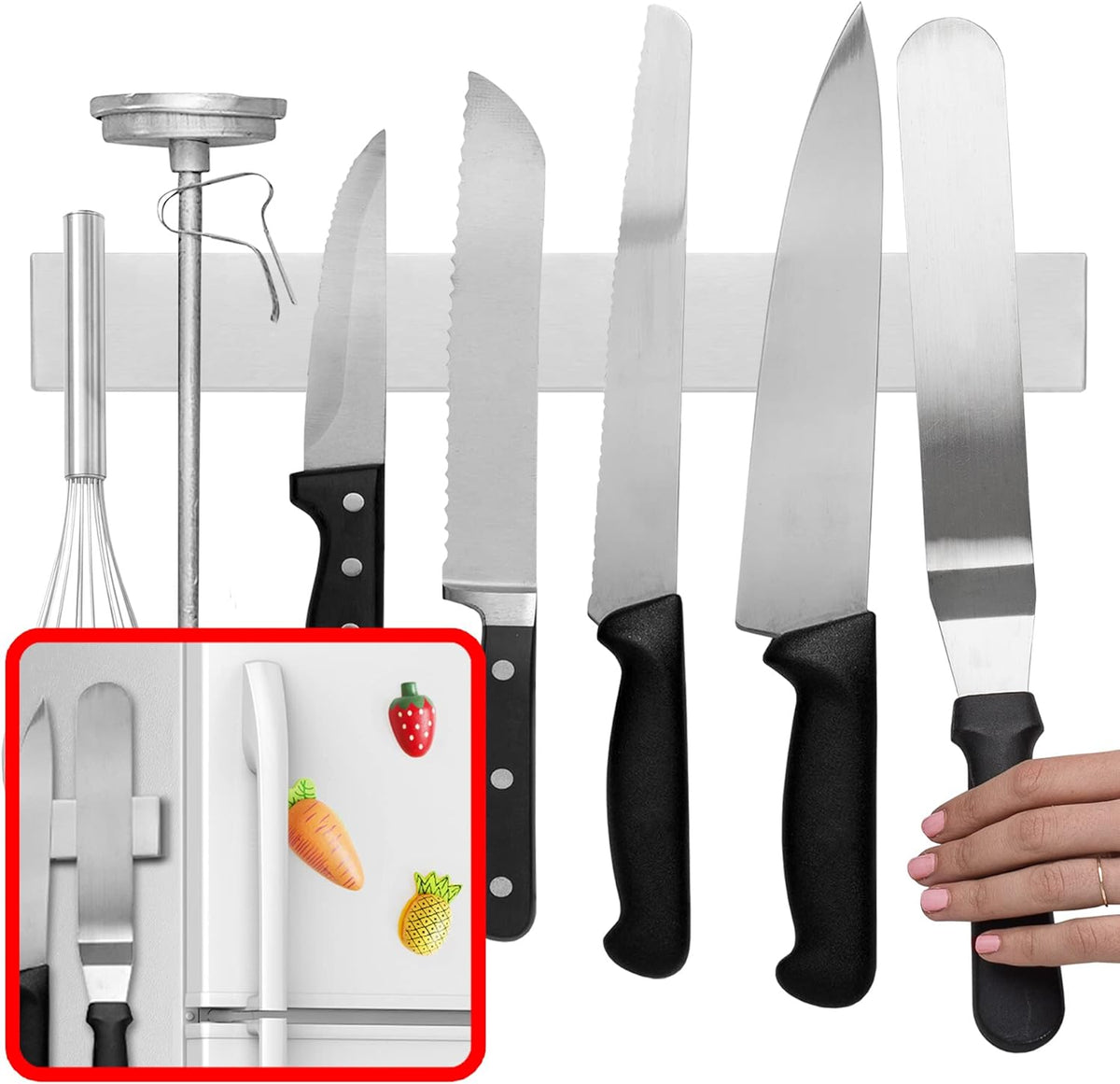 Stainless Steel Magnetic Knife Holder with Wall Mounting Hardware, 14-Inch All Vera Mart
