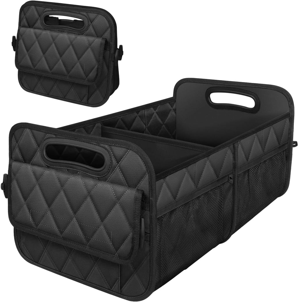 Foldable Trunk Organizer with Adjustable Compartments and Hook-and-Loop Base All Vera Mart