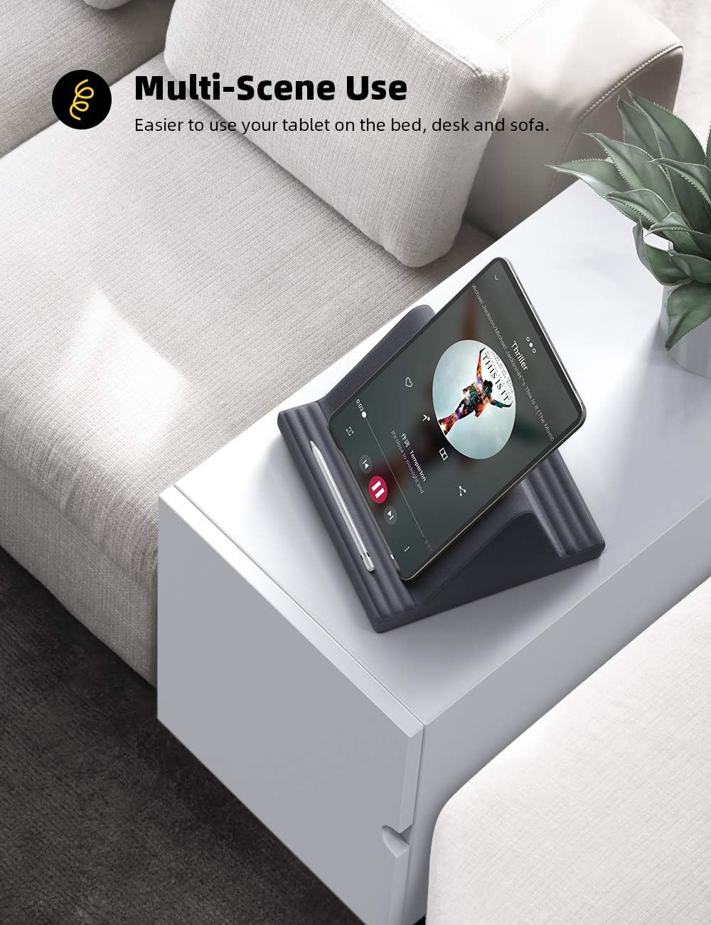 Adjustable Tablet Pillow Stand with Dual Device Slots and Six Angle Positions, 4-13in All Vera Mart