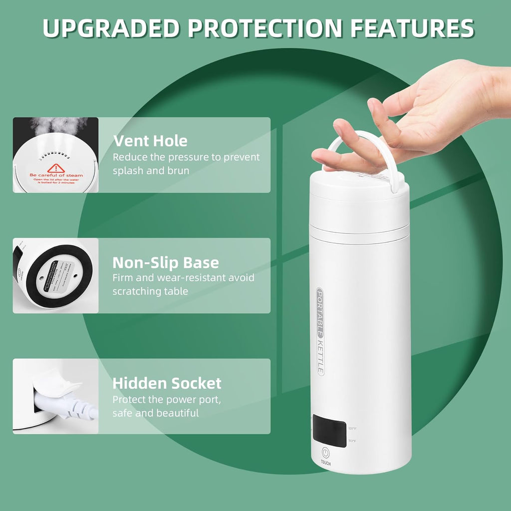 Travel Electric Kettle with Four Temperature Settings and Folding Handle All Vera Mart