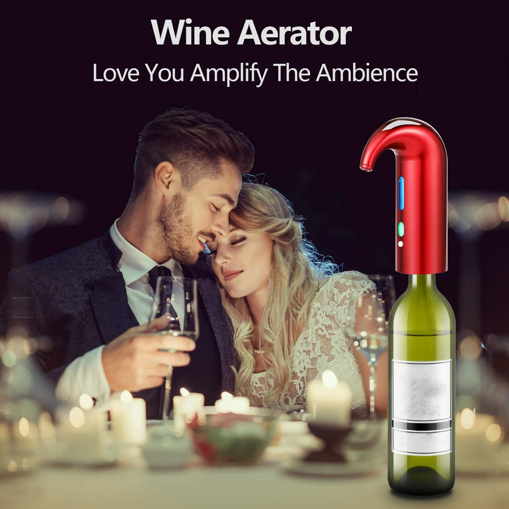 Electric Wine Aerator with Magnetic Aeration and Red Light, Rechargeable One Touch Pourer All Vera Mart