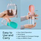 Dog Water Bottle with Attached Bowl and One Hand Button Control, 19oz All Vera Mart