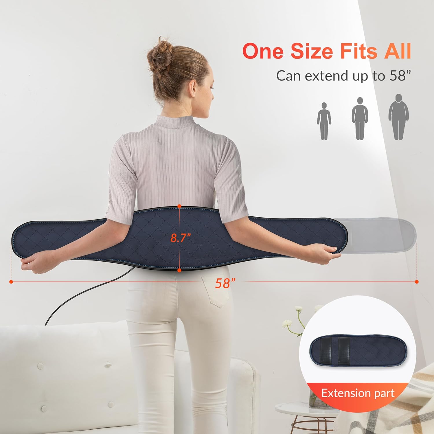 Heating Wrap with Vibration Motors and Adjustable Strap for Back, Waist, and Thighs All Vera Mart
