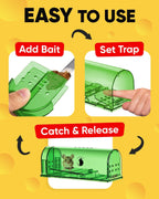 Humane Live Mouse Trap Set with Clear Monitoring Window and No-Touch Release, 4-Pack All Vera Mart