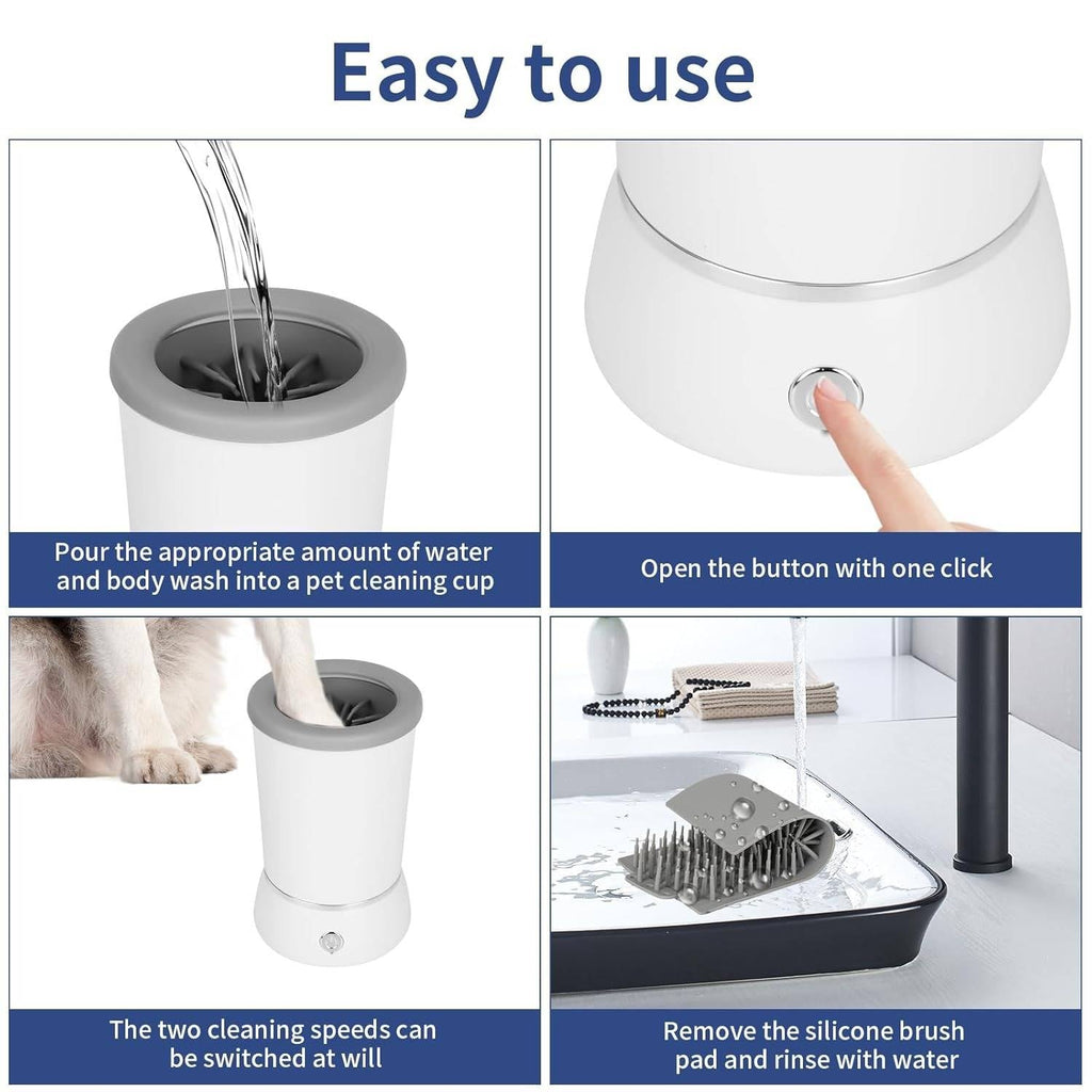 Dog Paw Cleaner with Rotating Silicone Brushes and Dual Speed Settings All Vera Mart