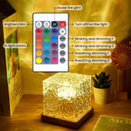 Color Changing Cube Lamp with 16 Color Modes and Remote Control, Wooden Base All Vera Mart