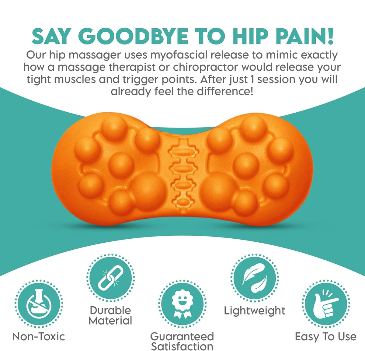 Myofascial Hip Roller with 14 Pressure Nubs and Adjustable Intensity All Vera Mart