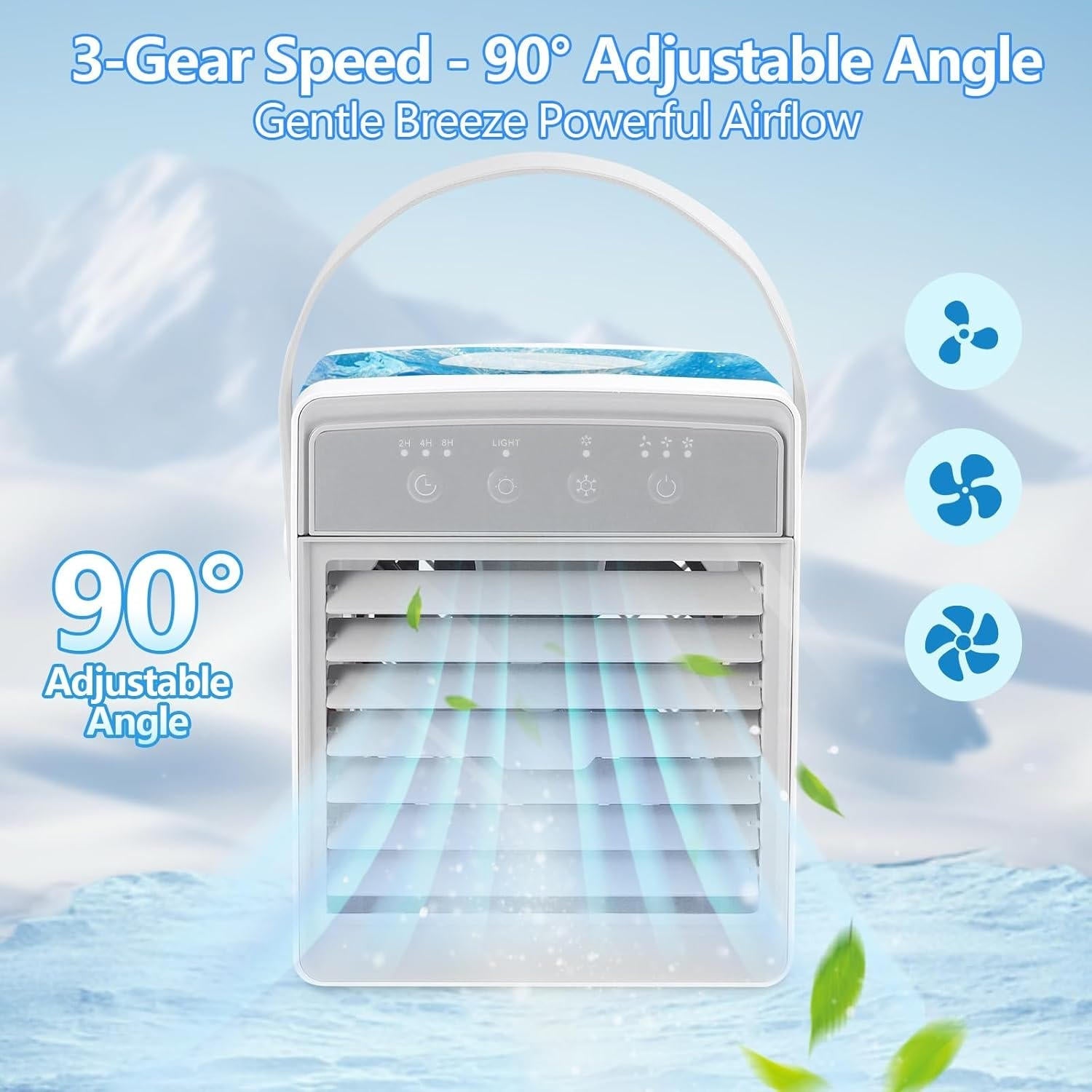 Evaporative Mist Cooler with 7-Color Night Light and 3-Speed Fan, Portable USB All Vera Mart