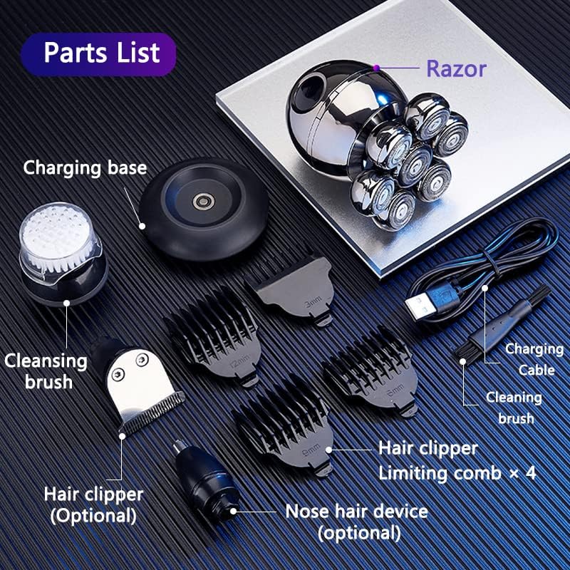 Electric Head Shaver with Seven Floating Blades and Five Grooming Attachments All Vera Mart