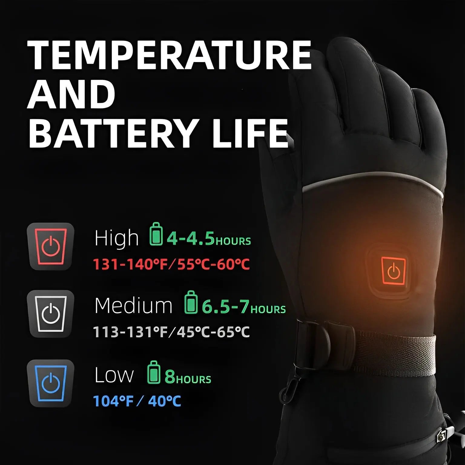 USB Heated Gloves with Quick Heat and Three Power Levels, Water Resistant All Vera Mart