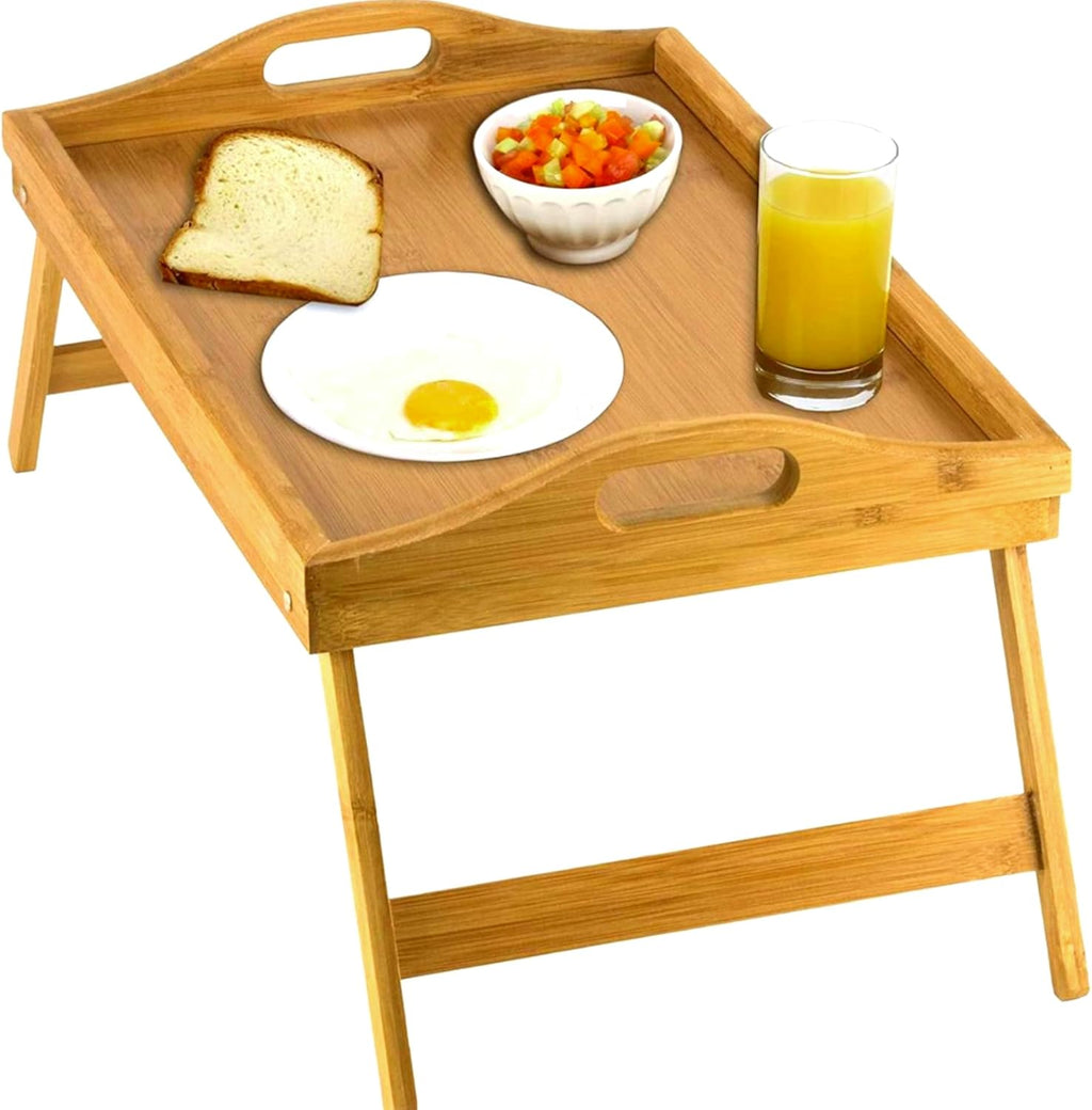 Bamboo Bed Tray with Folding Legs and Raised Edges All Vera Mart