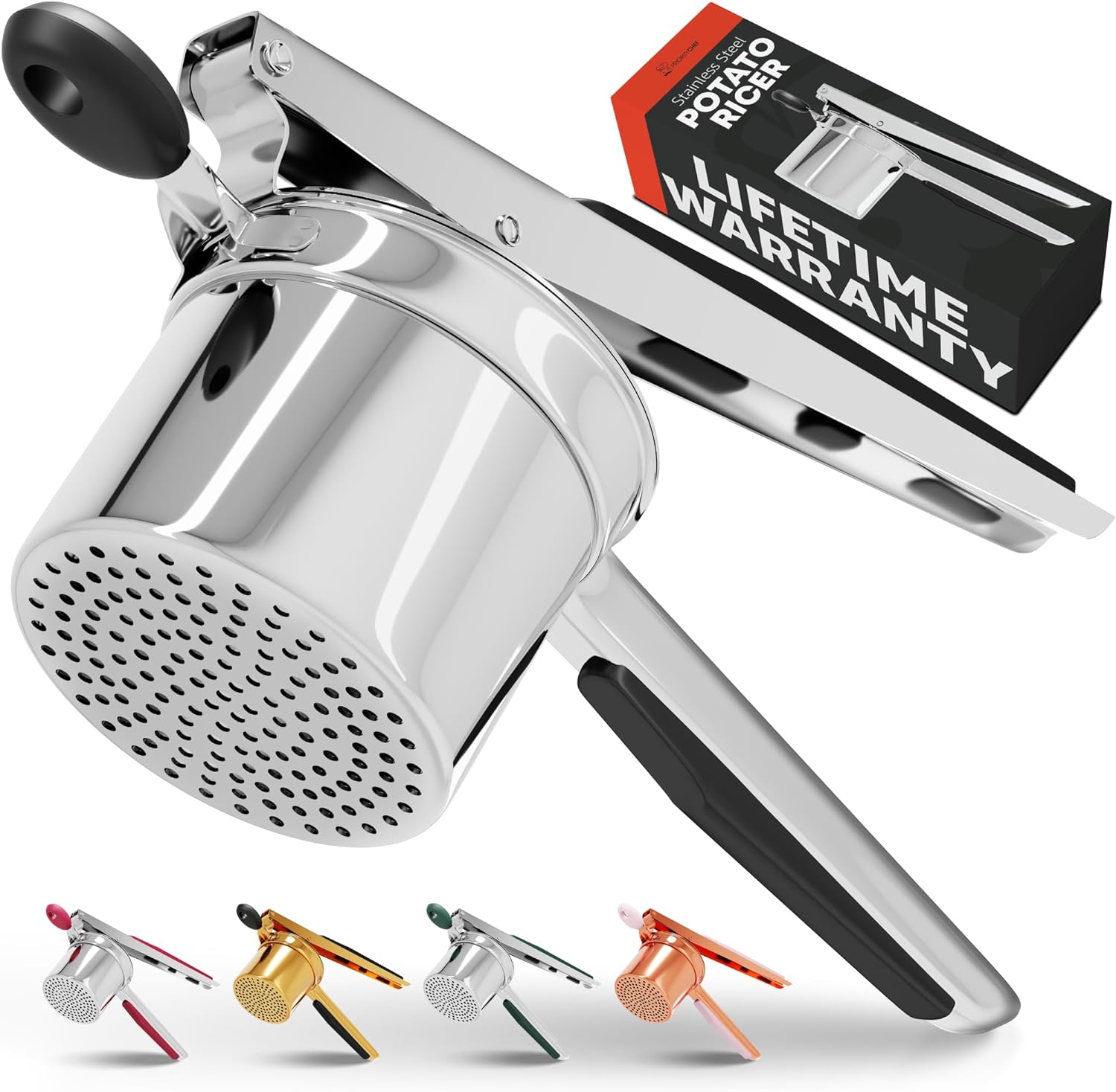 Stainless Steel Potato Ricer with Silicone Grip Handles and 3mm Holes All Vera Mart