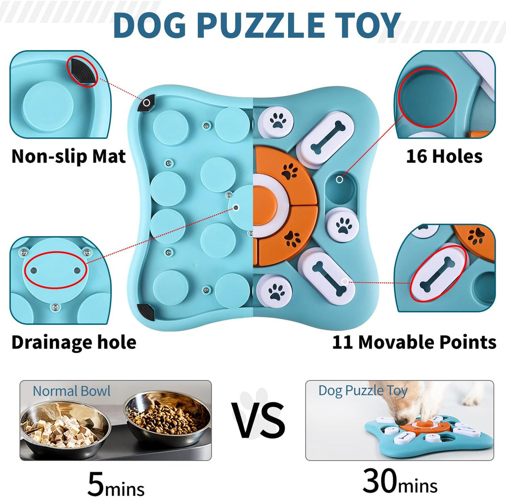 Interactive Dog Puzzle Toy with Sliding Treat Compartments and Squeaker All Vera Mart